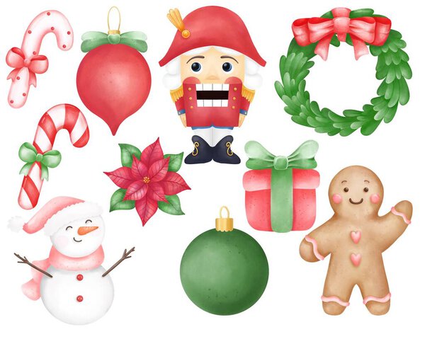 set of christmas objects