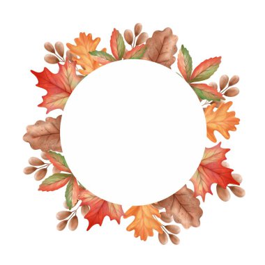 suluboya sonbahar yapraklı çerçeve.