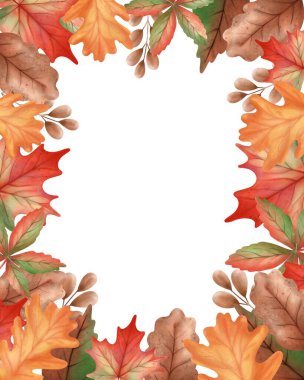 Renkli sonbahar yaprakları ve akçaağaç yapraklarıyla sonbahar çerçevesi