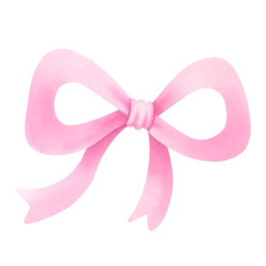 Tatlı pembe pastel kurdele, suluboya klipsi. Doğum günü için şirin bir aksesuar, bebek odası süslemeleri. Beyaz arka planda izole edilmiş..