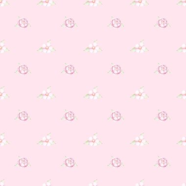  Hassas romantik çiçek desenleri. Pembe çiçekler. Kumaş, hatıra defteri, afiş, kart, ambalaj kağıdı için ideal