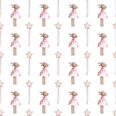  Tuhaf oyuncaklar şirin geyik ve sihirli değnek dikişsiz desen. Bebek ve Çocuk Tasarımları için tapılası Pastel Deseni 