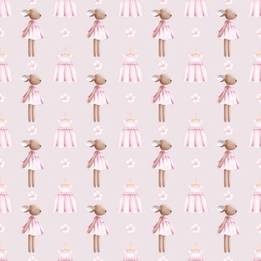 Dreamy Pastel Bebek Şablonu. Suluboya bebek oyuncakları ve dekoratif elementler. Bebek tasarımı, hatıra defteri, kartlar ve diğer yaratıcı projeler için mükemmel.. 