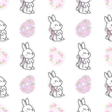 Şirin Tavşan ve Paskalya yumurtası dikişsiz desen, Garip Tavşan deseni, basılabilir tekrar dijital kağıt, kumaş baskısı kağıtları. Kumaş, hatıra defteri, afiş, kart, ambalaj kağıdı için ideal