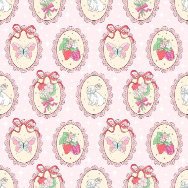 Klasik Paskalya Şablonu. Coquette Lace Kare Şablonu. Romantik Bahar Oval Çerçeveleri