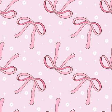 Tatlı Coquette yayları kusursuz desen. Romantik Coquette Kurdeleleri Dijital Kağıdı.