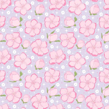  Kiraz Çiçeği Rüyaları kusursuz desen, Şeftali Çiçeği Mutluluk dijital kağıt, Tatlı Sakura Gökyüzü deseni.