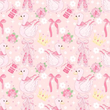  Kuğu Prenses Bale Şablonu: Kusursuz Şablon: 124Pembe Çizgili Kız Sayısal Kağıt