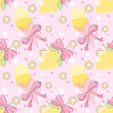 Tavşan, tavşan ve çiçeklerle kusursuz bir desen. vektör illüstrasyonu