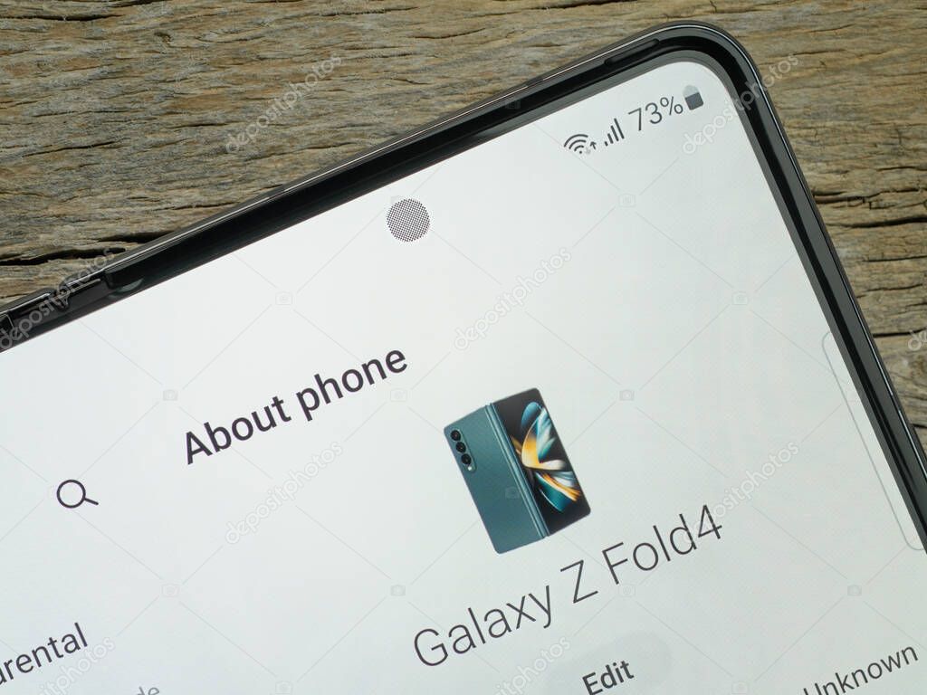 Galati, Romania - November, 17 2022: Samsung launches Galaxy Z Fold4 with under display camera, the forth generation of a foldable smartphone