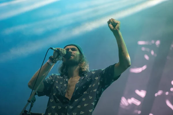 stock image Galati, Romania - September 17, 2022: Artist Mihail Sandu from Mihail band performs live on stage at Danube Rock Sounds festival