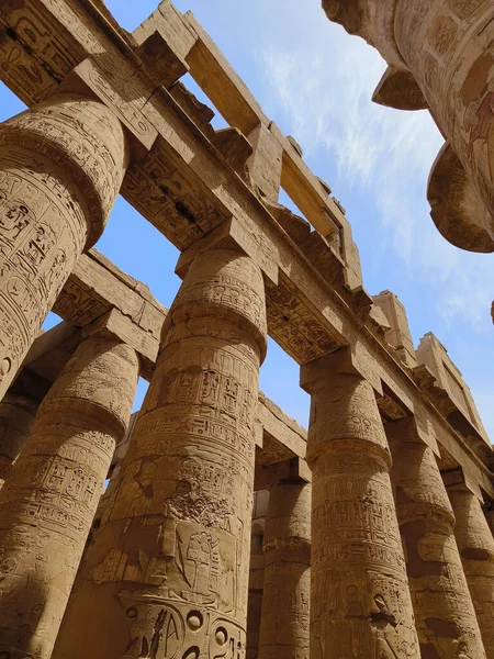 stock image Great Hypostyle Hall and clouds at the Temples of Karnak (ancient Thebes). Luxor, Egypt