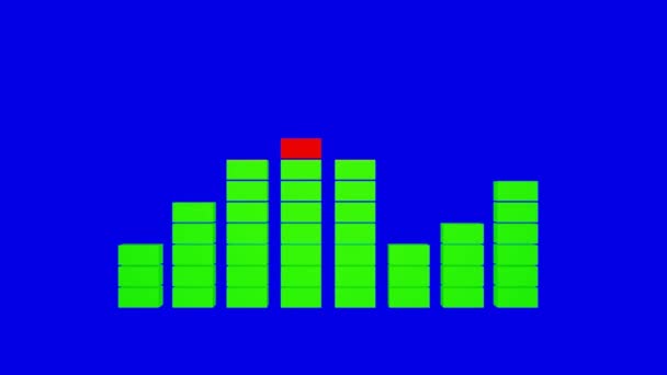 Nivel Acústico Animado Oscila Verde Rojo Negro Azul Fondo — Vídeos de Stock