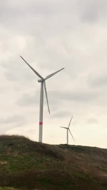 Větrné Turbíny Větrné Mlýny Energie Zelené Elektřiny Přírody — Stock video