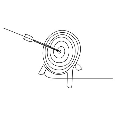 Beyaz zemin üzerinde izole edilmiş tek bir ok ve hedef hattı.