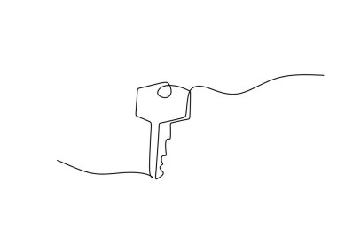 Beyaz arkaplanda izole edilmiş tek bir büyük anahtar hattı.