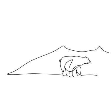 Beyaz arka planda izole edilmiş tek bir şirin kutup ayısı çizgisi..