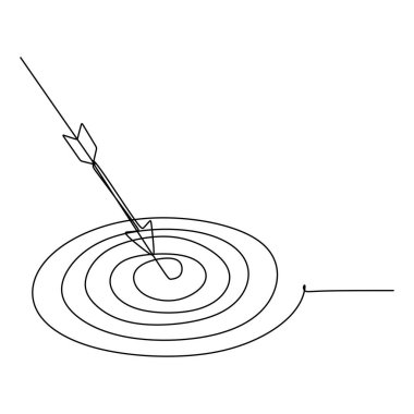 Beyaz zemin üzerinde izole edilmiş tek bir ok ve hedef hattı.