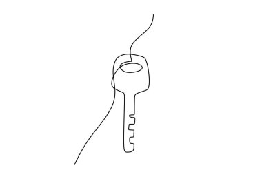 Beyaz arkaplanda izole edilmiş tek bir büyük anahtar hattı.