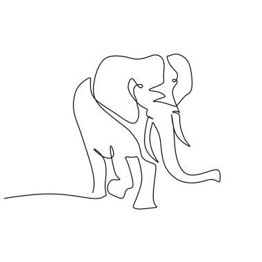 Beyaz arka planda izole edilmiş tek bir fil hattı var..