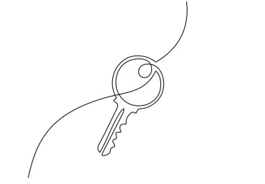 Beyaz arkaplanda izole edilmiş tek bir büyük anahtar hattı.