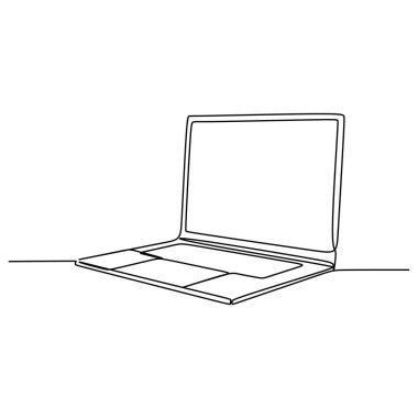 Beyaz arkaplanda izole edilmiş tek bir dizüstü bilgisayar hattı.