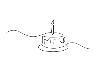 Doğum günü pastası çizgisi simgesi, ana hatlar vektör işareti, doğrusal illüstrasyon