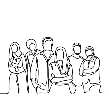 İş adamları sürekli olarak tek bir çizim çizerler. İş kariyeri vektör çizimi düzenlenebilir vuruş.