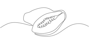 Papaya sürekli çizgi çiziyor. Sağlıklı yiyecek, doğal organik konsept. Vektör illüstrasyon düzenlenebilir vuruş.