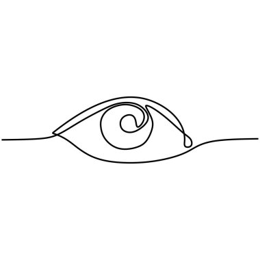 Göz bir çizgi çiziyor. Vektör illüstrasyonu minimalist insan vücudu parçası.