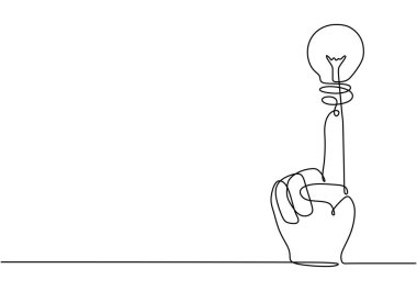 El feneri ampulü. Sürekli bir çizgi çiziyor. Vektör illüstrasyonu izole edildi. Minimalist tasarım elle çizilmiş.