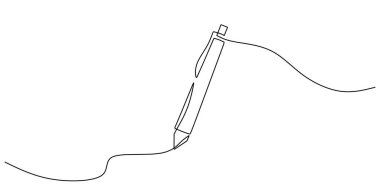 Sürekli çizim yapan kalemler. Vektör illüstrasyonu bir ana hatlı minimalist. Öğrenci okuma yazma sembolü.