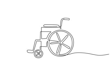 Engelliler için sürekli tekerlekli sandalye çizimi. Vektör illüstrasyonu.