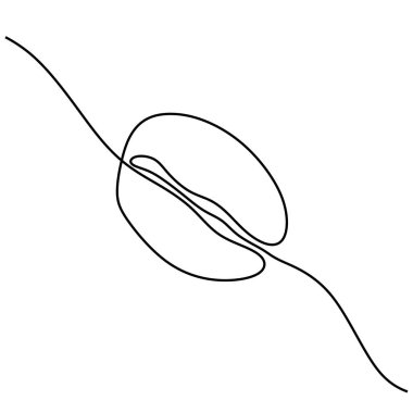 Kahve çekirdekleri aralıksız bir çizgi çiziyor. Kavrulmuş fasulye toprağa hazır vektör çizimi izole edildi. Minimalist tasarım elle çizilmiş.