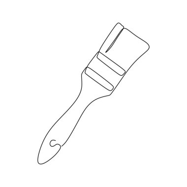 Boya fırçası bir çizgi çiziyor. Vektör illüstrasyonu izole edildi. Minimalist tasarım elle çizilmiş.