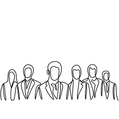 İş adamları sürekli olarak tek bir çizim çizerler. İş kariyeri vektör çizimi düzenlenebilir vuruş.