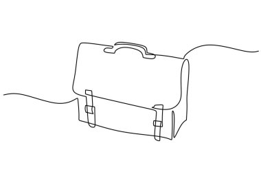 Çalışma çantasının beyaz arkaplanda sürekli çizimi.