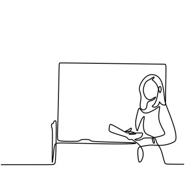 Kadınlar kitap yapmak ve öğretmek için tek sıra dizayn eder. iş sunumu ve öğretme vektörü illüstrasyonu,