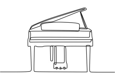 Klasik piyano çizen bir satır. Aralıksız çizilen sanat eseri müzik enstrümanı.