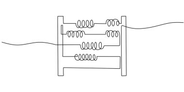 Abaküs Devamlı bir çizgi çiziyor. Matematik çalışması için el çizimi çerçeve çizimi minimalist.