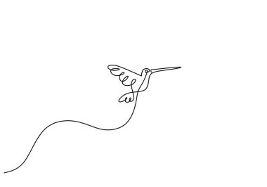 Sinekkuşu sürekli bir çizgi çiziyor. Vektör illüstrasyonu izole edildi. Minimalist tasarım elle çizilmiş.