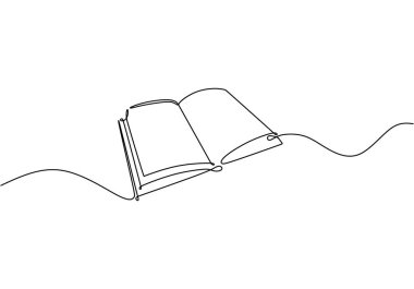 Devamlı açık çizgi çizimleri. Eğitim ve edebiyat konsepti. Vektör illüstrasyonu izole edildi. Minimalist tasarım elle çizilmiş.
