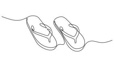 Devamlı terlik çizimleri çiziyor. Bir çizgili sanat el çizimi yaz ayakkabıları..