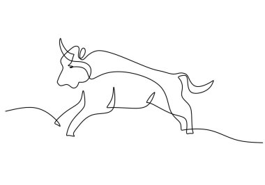 Amerikan Bizonu 'nun kesintisiz çizimi. Bufalo hayvanı ayakta duruyor. Vahşi yaşam konsepti. Vektör illüstrasyonu izole edildi. Minimalist tasarım elle çizilmiş.