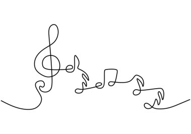 Bir satır sanat müziği notası. Melodi müziğinin taslağını çiz. El karalaması çizimi.