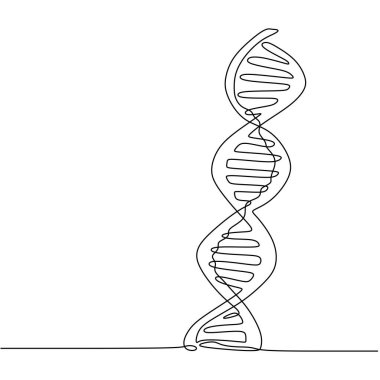 Soyut DNA sürekli çizgi çizimi. Sağlık ve Genetik için El Çizimi Vektör Konsepti.