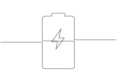 Pil gücü. Elektrik sembollü bir çizgi..