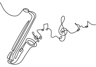 Klasik saksafonun aralıksız çizimi. Saksafon caz müzik enstrümanı.