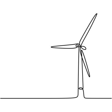 Rüzgar enerjisi aralıksız bir çizgi çiziyor. Elektrik enerjisi için yel değirmeni jeneratörü.
