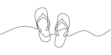 Devamlı terlik çizimleri çiziyor. Bir çizgili sanat el çizimi yaz ayakkabıları..